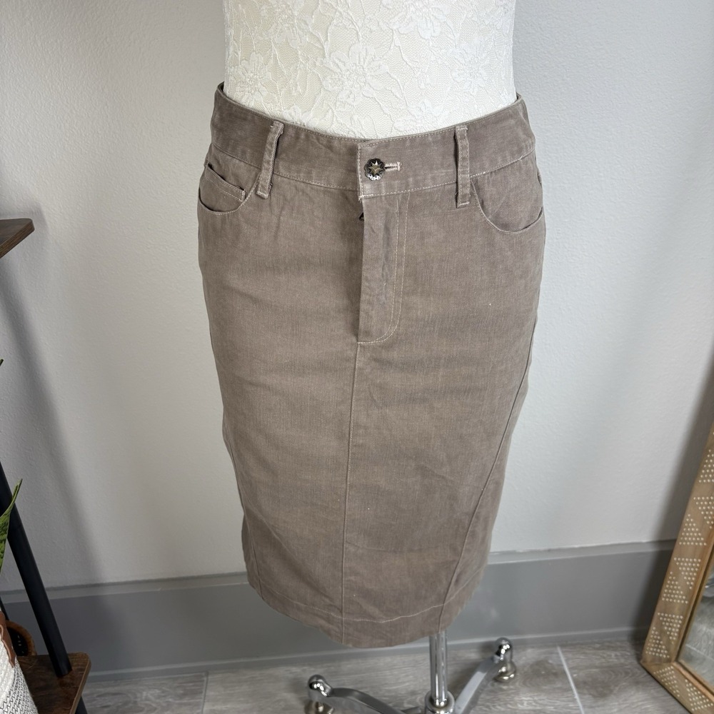Peruvian Connection Womens 6 Brown Pencil Skirt Coastal Earthy Minimalist.